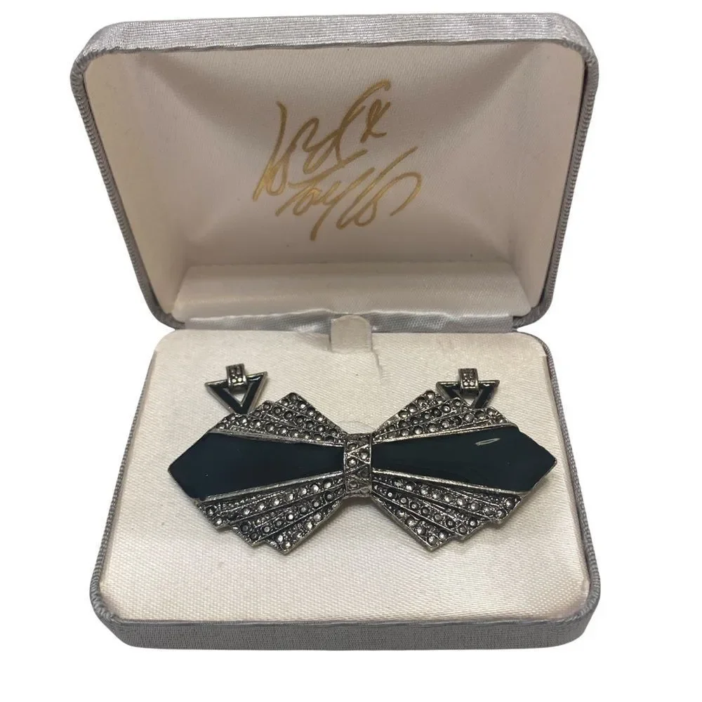 Vintage 925 Sterling Silver Marcasite And Enamel Lord and Taylor Box Set - Picture 1 of 2